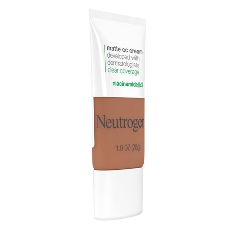 Neutrogena Clear Coverage Flawless Matte CC Cream, Full-Coverage Color Correcting Cream Face Makeup with Niacinamide (b3), Hypoallergenic, Oil Free & Fragrance Free, Teak, 1 oz