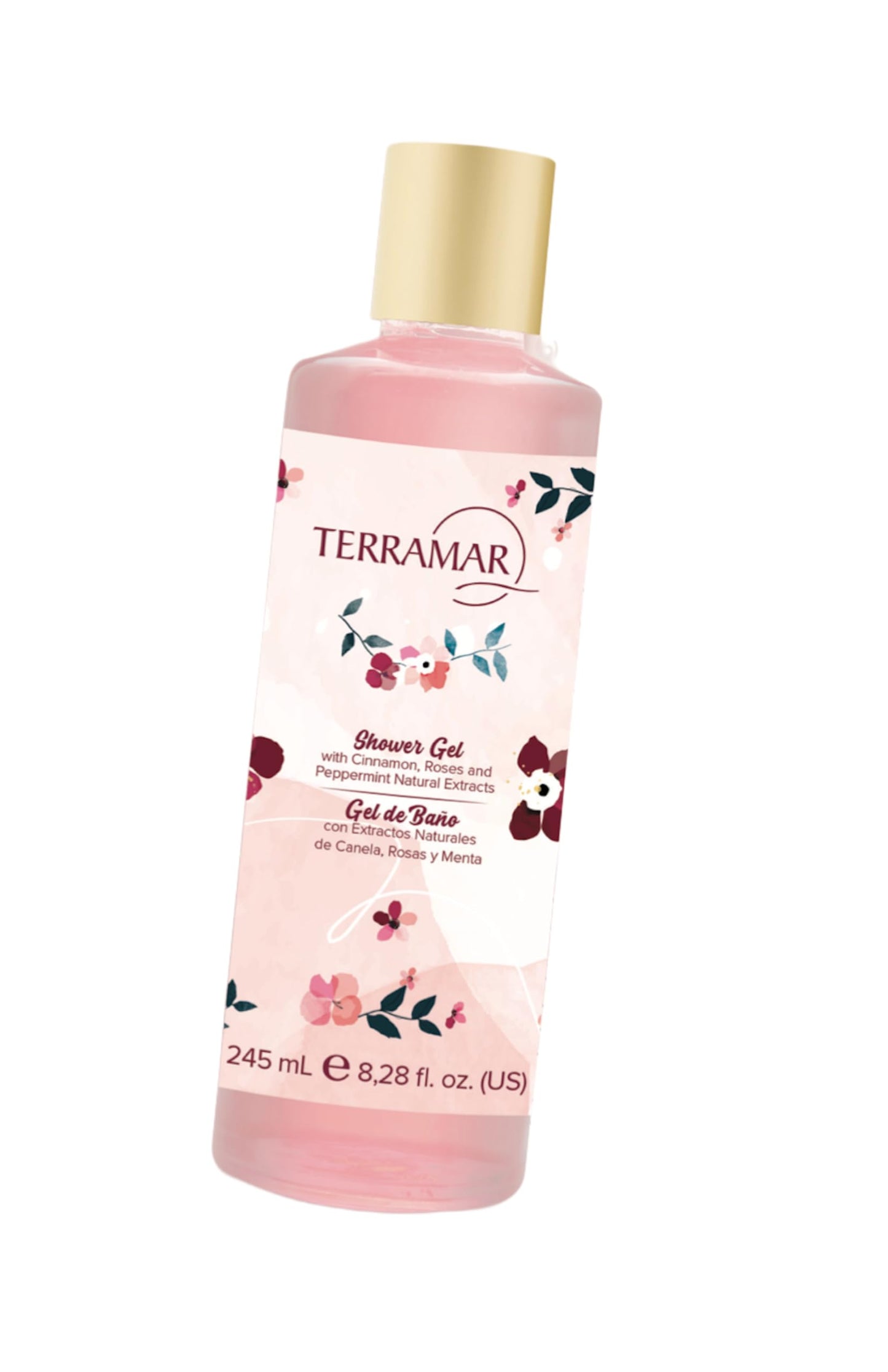 Terramar Shower Gel with Cinnamon, Rose & Peppermint Extracts - Hydrating & Invigorating Body Wash, Gentle Cleansing, Aromatic Experience for Daily Use