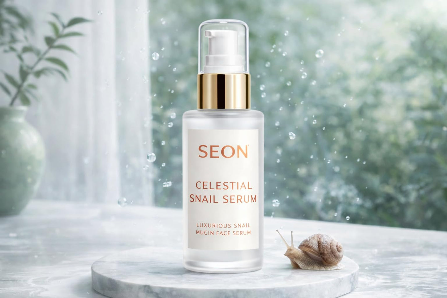 SEON Celestial Snail Serum, 96% Snail Mucin Face Serum, Korean Skincare Hydrating Essence for Skin Barrier Support