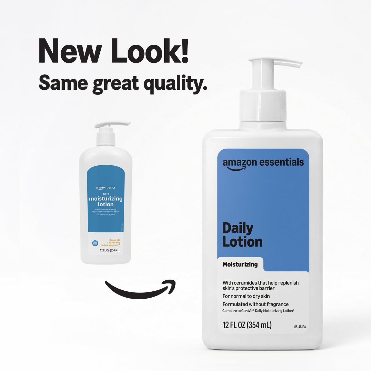 Amazon Essentials Daily Moisturizing Lotion for Face and Body, Fragrance Free, with Ceramides, 12 fl oz, 1-Pack