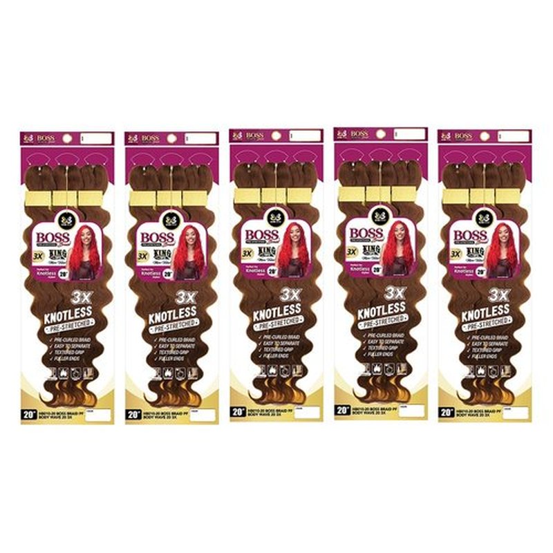 BOBBI BOSS Pre-Feathered Braid 3X BODY WAVE 20" (5-Pack, Vanilla)