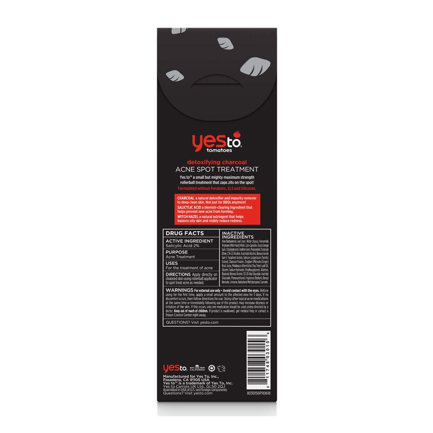 Yes To Tomatoes Spot Treatment, Detoxifying Formula To Help Banish Pimples While Reducing Redness, With Salicylic Acid & Charcoal, Natural, Vegan &CrueltyFree, 0.5 Fl Oz