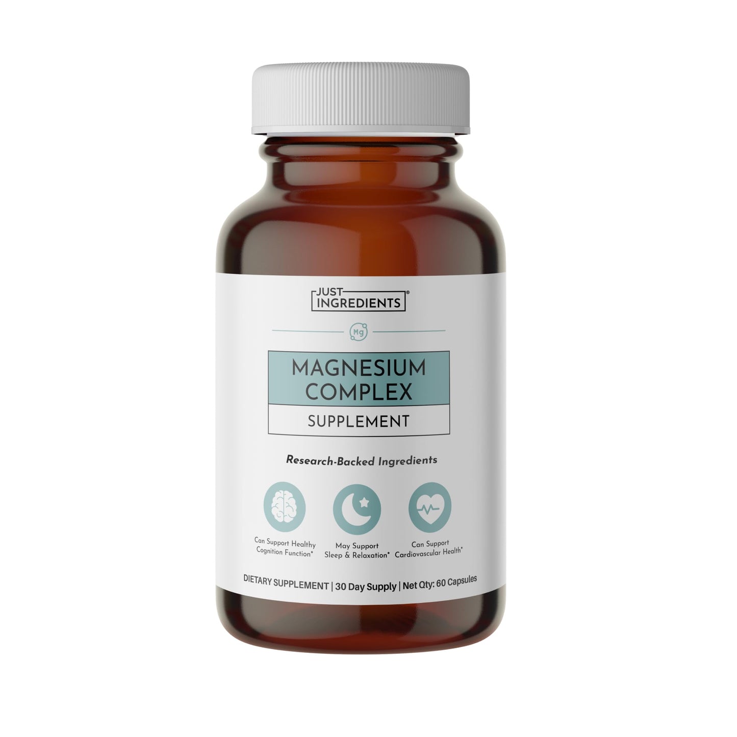 Just Ingredients Magnesium Complex - Five Bioavailable Forms for Relaxation, Sleep, Mood Support - Capsules - 60 Count