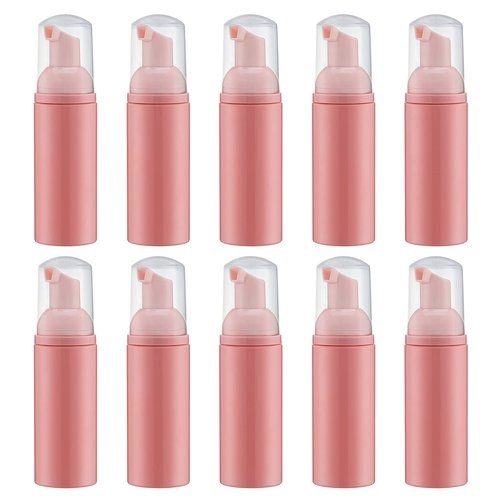 Tekson 10PCS Soap Foam Bottle (2 oz), Empty Travel Foaming Lash Shampoo for Cleanser, Dispenser (Pink Pump)
