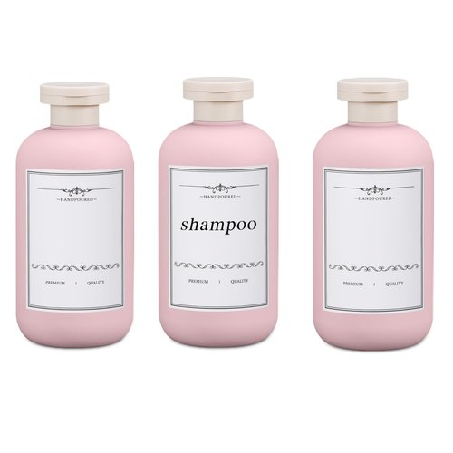 UMETASS Travel Shampoo Bottle, Empty Plastic Squeeze Bottles 10oz with Flip Cap, Lotion Container for Toiletries (3PACK PINK)