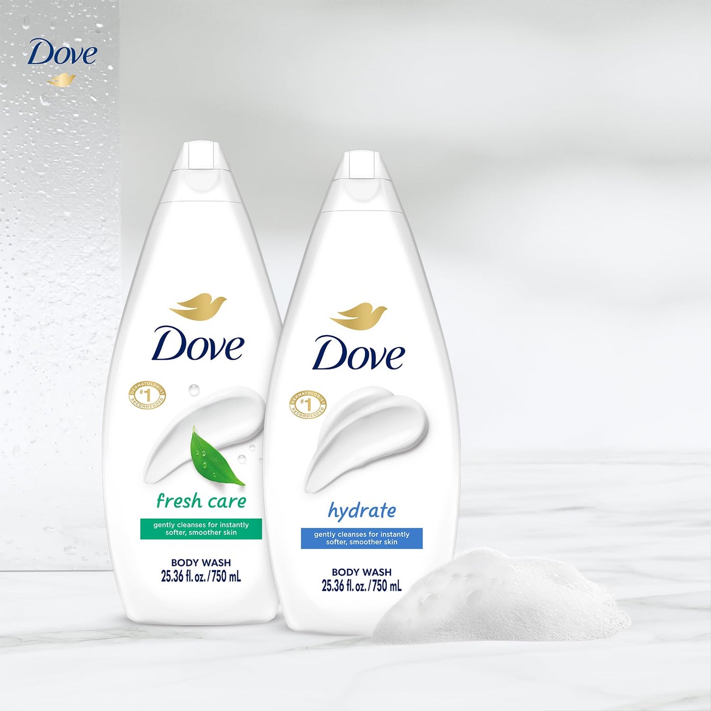 Dove Body Wash, Hydrate & Fresh Care, Value-Size Variety 2-Pack – Moisturizing Cleanser for Smooth, Soft Skin, 25.36 Oz Ea