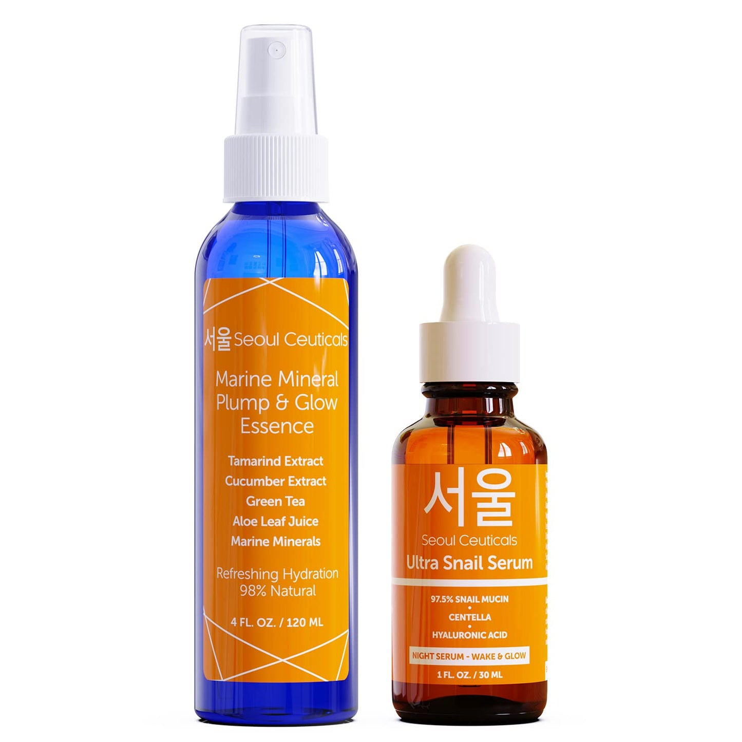 SeoulCeuticals Korean Skin Care Set - K Beauty Contains Essence Spray + Snail Mucin Serum - This Potent Anti Aging Anti Wrinkle Skincare Set Will Provide You With That Healthy Youthful Glow