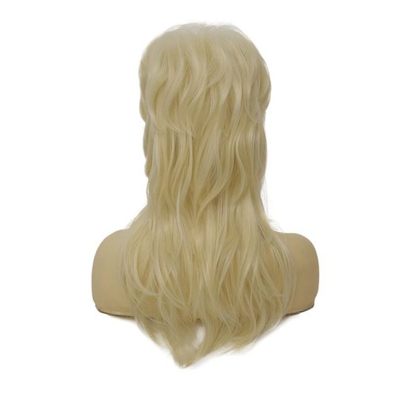 Dai Cloud Blonde Mullet Wigs for women Shaggy Layered Wig with Bangs Shoulder Length Soft Natural Wavy Shags Wig 80s Rocker Cosplay Daily Party Costume Use