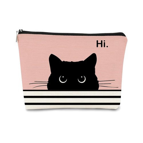 BARPERY Cat Makeup Bag,Cat Gifts，Black Cat Purse,Gifts For Cat Lovers,Small Cute Makeup Bag Cosmetic Bag For Women Teen Girls,Birthday Gift,Cat Owners Gifts,Cat Lady Gifts For Women(Pink)