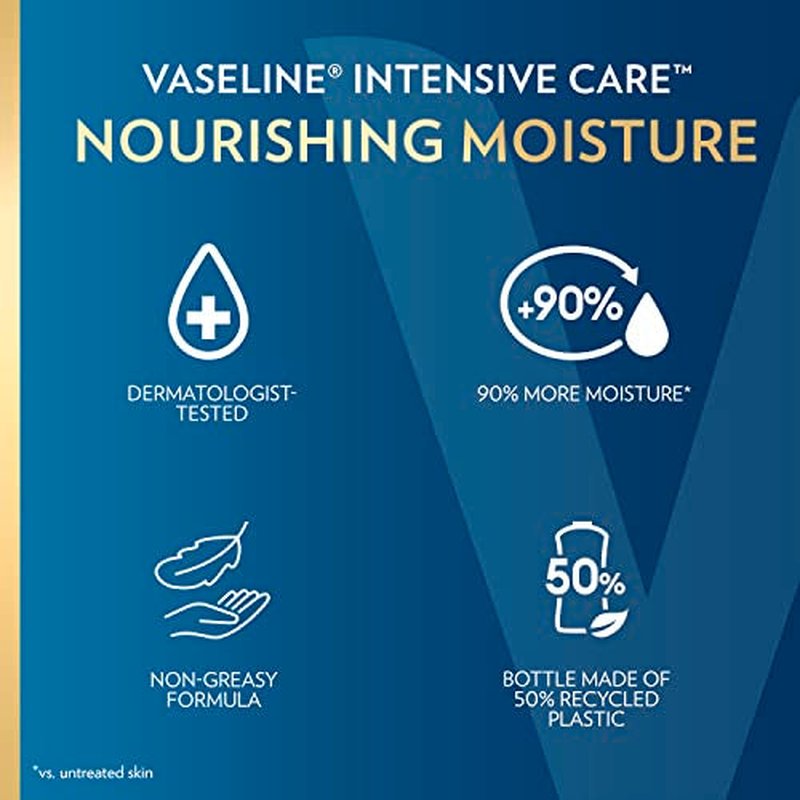 Vaseline Intensive Care Body Lotion Nourishing Moisture 4 Count for Dry Skin, with Ultra-Hydrating Lipids + Pure Oat Extract 20.3 oz