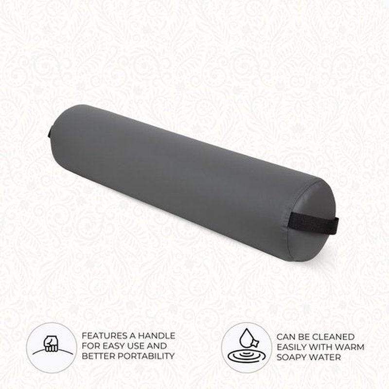 ForPro Full Round Bolster Pillow, Cool Grey, Oil and Stain-Resistant, for Massage and Yoga, 6” R x 26” L