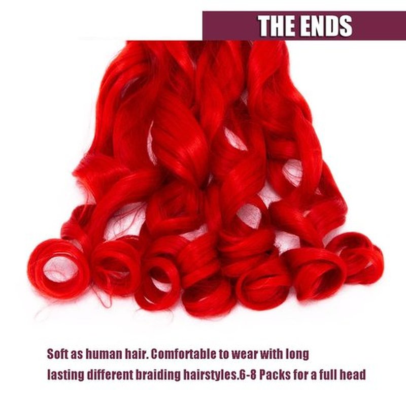 4 Packs French Curly Braiding Hair 24 Inch Loose Wave Spiral Curly Crochet Hair for Black Women Pre Stretched Braiding Hair with Curly Ends, red#