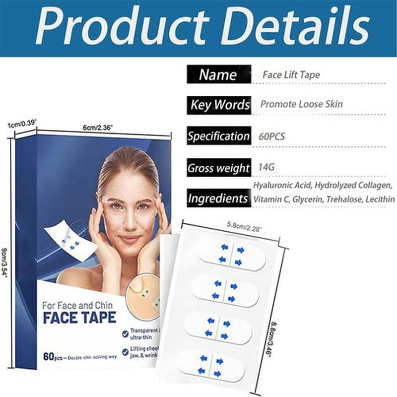 Face Tape Lifting Invisible, Face Lift Tape- Invisible Face Lift Tape, Face Lifting Sticker, V-Shaped Instant Face Tapes for Saggy Skin for Jowls Double Chin (180pcs)