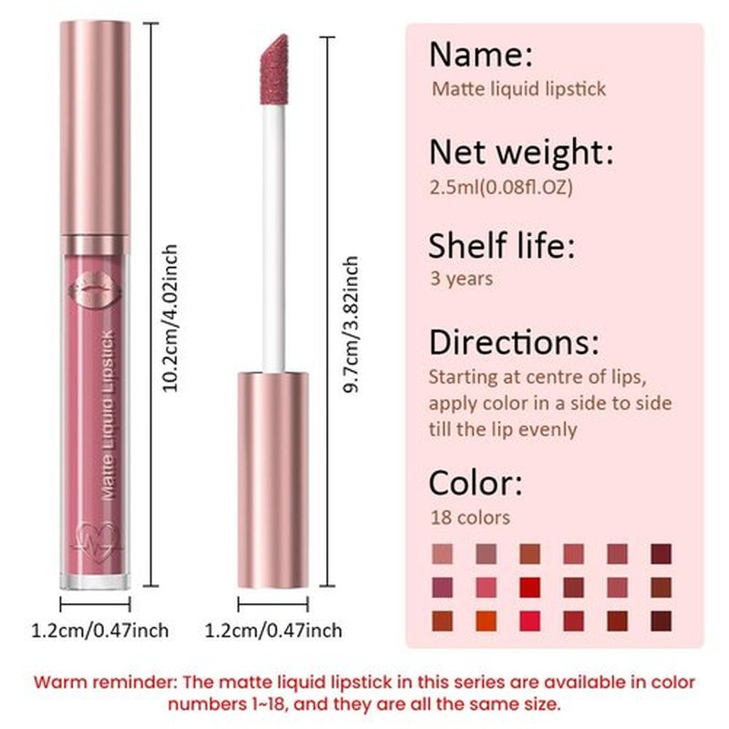 JUAAZIN Rich Maroon Matte Liquid Lipstick, With Highly Pigmented and Rich Colors Lip Gloss, Long-Lasting Wear Non-Stick Cup Not Fade Waterproof Lipstick Makeup for Women(Rich Maroon 07#)