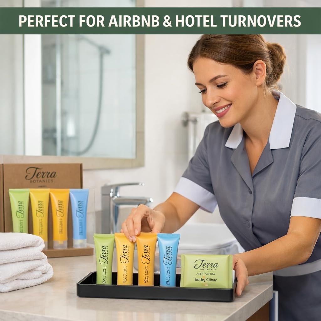 Terra Botanics Hotel Amenities Kit – 300 Piece Set (60 Each) – Shampoo, Conditioner, Body Wash, Lotion & Body Bar – Bulk Guest Toiletries for Hotels, Airbnb, Vacation Rentals