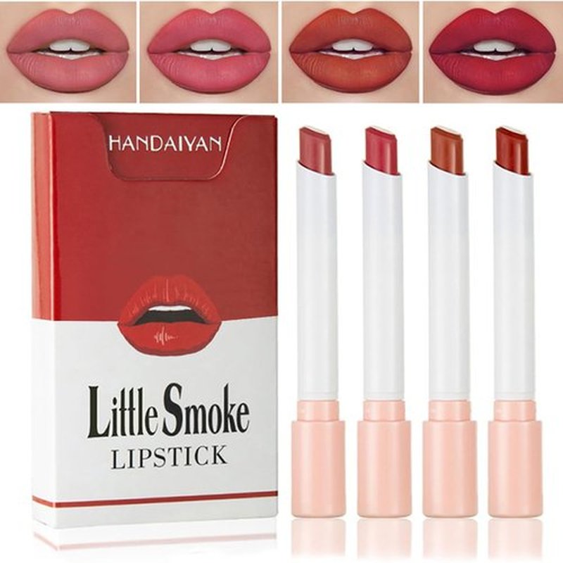 FYEBOO 4 Colors Mini Matte Lipstick Little Tube Lip Stain, Velvet Smooth Lip Stick, Long Lasting & Waterproof 24 Hours Non-Sticky Labiales Lipstick (Set C)