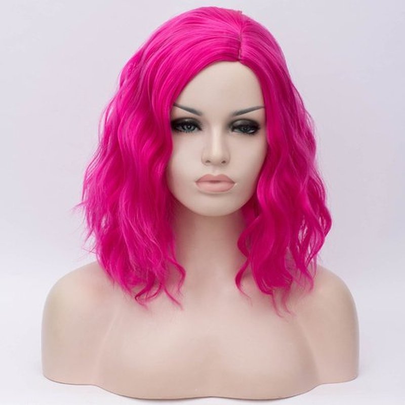 Cying Lin Short Bob Wavy Curly Wig Dark Pink Wig For Women Cosplay Halloween Wigs Heat Resistant Bob Party Wig Include Wig Cap (Dark Pink)