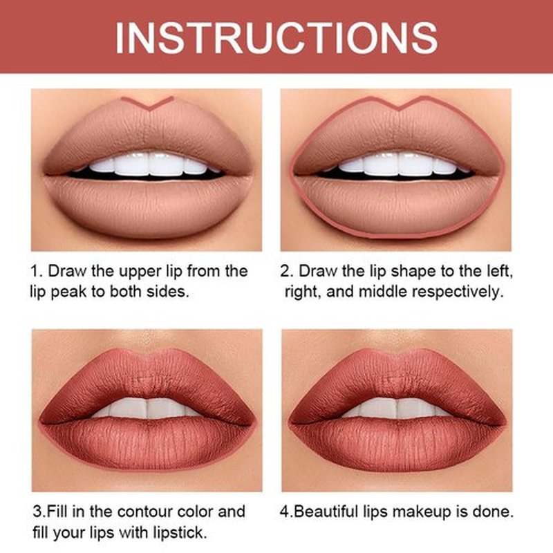 2 in 1 Rose Gold Matte Lip Liner & Lipstick Combination, DNM Metallic Dual Ended Lipstick, Lip Liner, Lip Gloss, 24 Hour all Day Long-Lasting Waterproof Lipliners Pencil for Women Lip Makeup Gift 07#