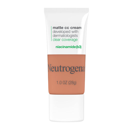 Neutrogena Clear Coverage Flawless Matte CC Cream, Full-Coverage Color Correcting Cream Face Makeup with Niacinamide (b3), Hypoallergenic, Oil Free & Fragrance Free, Ginger, 1 oz