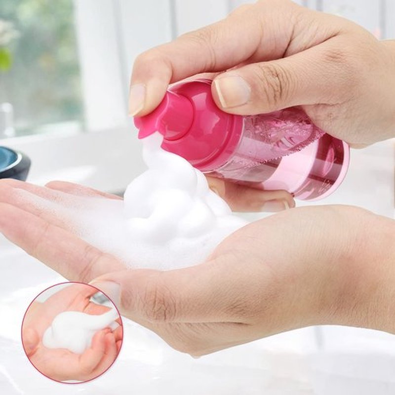 Owlyee 2oz Foam Bottle (3PCS) Empty Foaming Pump Dispenser for Hand Soap, Lash Cleanser, Shampoo to Travel (60ml, Rose Red)