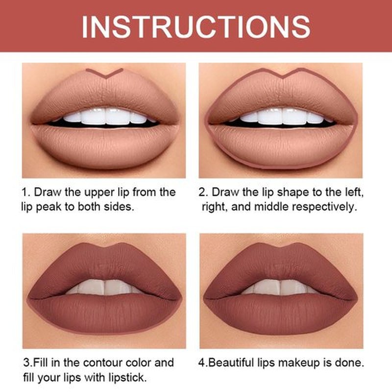 2 in 1 Brown Matte Lip Liner & Lipstick Combination, DNM Metallic Dual Ended Lipstick, Lip Liner, Lip Gloss, 24 Hour all Day Long-Lasting Waterproof Lipliners Pencil for Women Lip Makeup Gift Set 11#