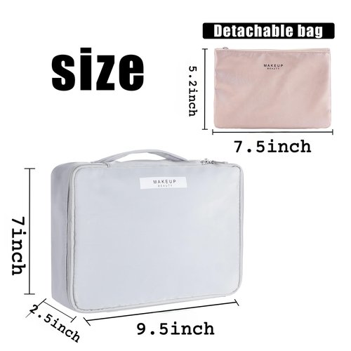 Travel Makeup Bag Cosmetic Bag Makeup Bag Toiletry bag for women and men (Light grey)