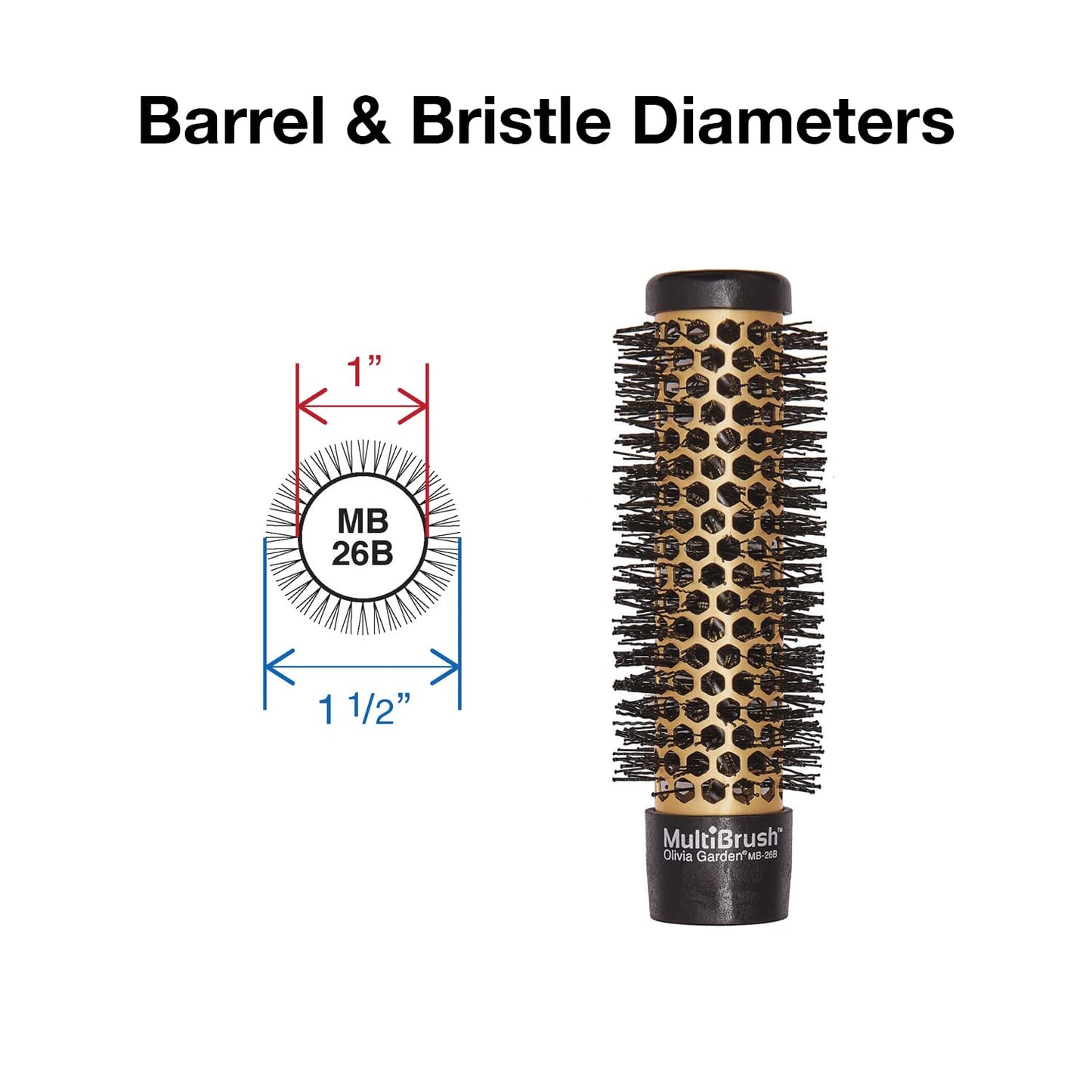 Olivia Garden MultiBrush Detachable Thermal Styling Hair Brush MB-26B (1")