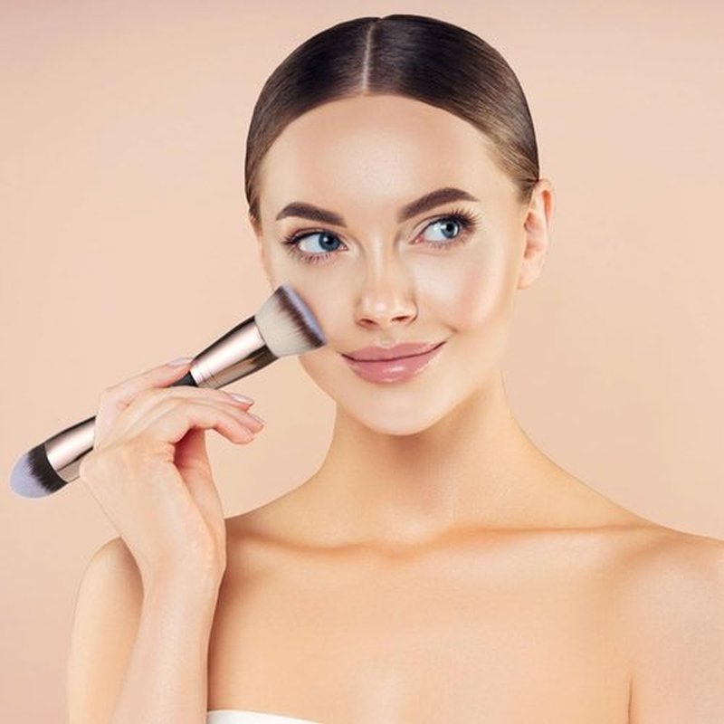 KINGMAS Foundation Makeup Brushes, 2Pcs Premium Double-Ended Makeup Brush (Flat/Angled/Angled Round/Tapered Top) for Buffing Liquid, Cream, Powder, Blending Face Brush