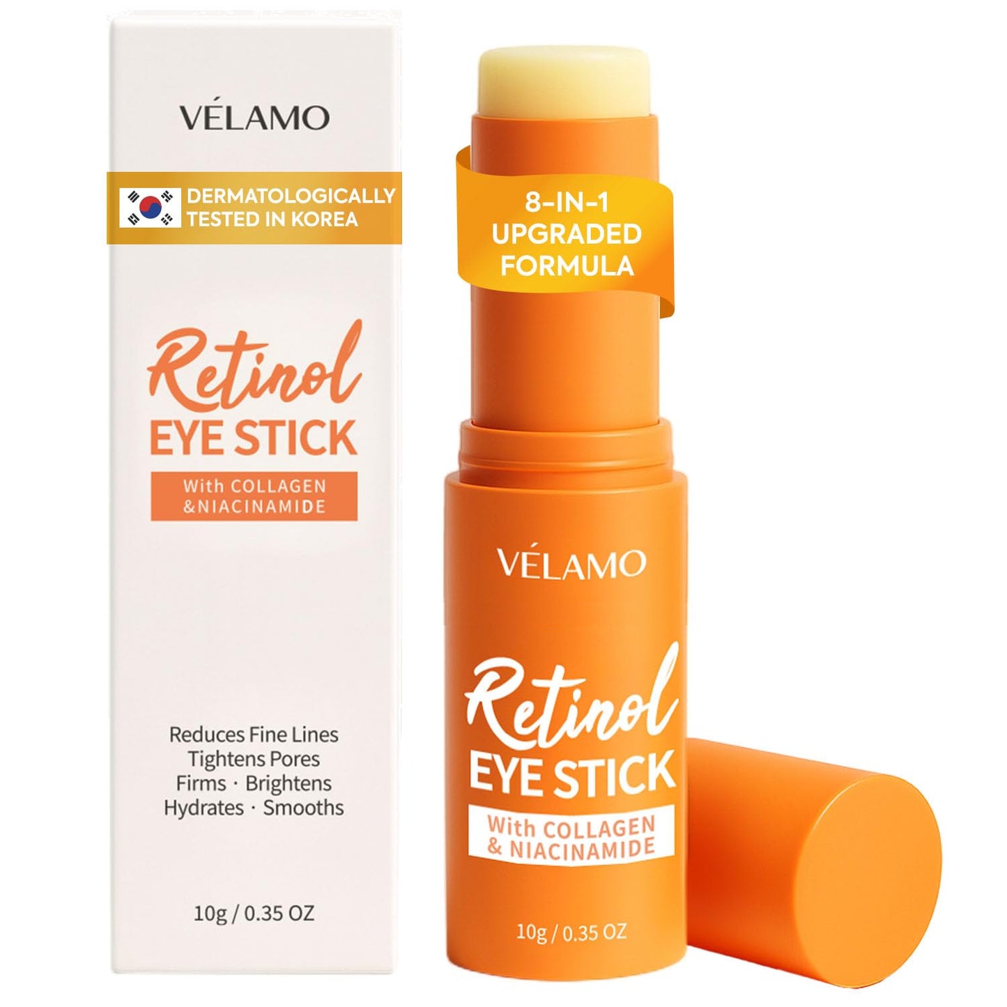 VELAMO ADVANCED Retinol Under Eye Balm Stick - Korean Eye Cream for Dark Circles, Puffiness, Eye Bags, Wrinkles & Fine Lines - 8-IN-1 Formula with Collagen, Niacinamide, Peptides & Hyaluronic Acid