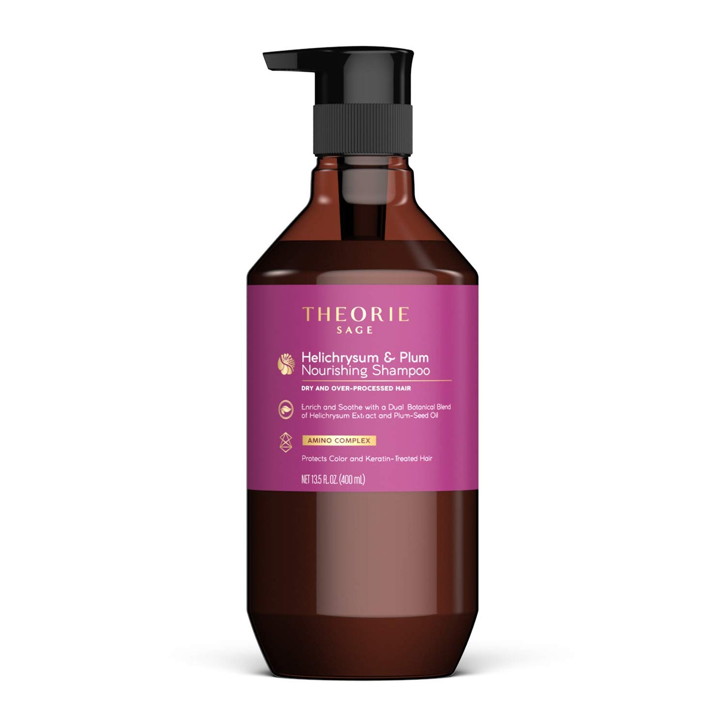 Theorie Helichrysum and Plum Nourishing Shampoo - Enrich and Soothe - Suited for Dry & Over Processed Hair - Protects Color & Keratin Treated Hair, Pump Bottle 800mL - Label Design May Vary