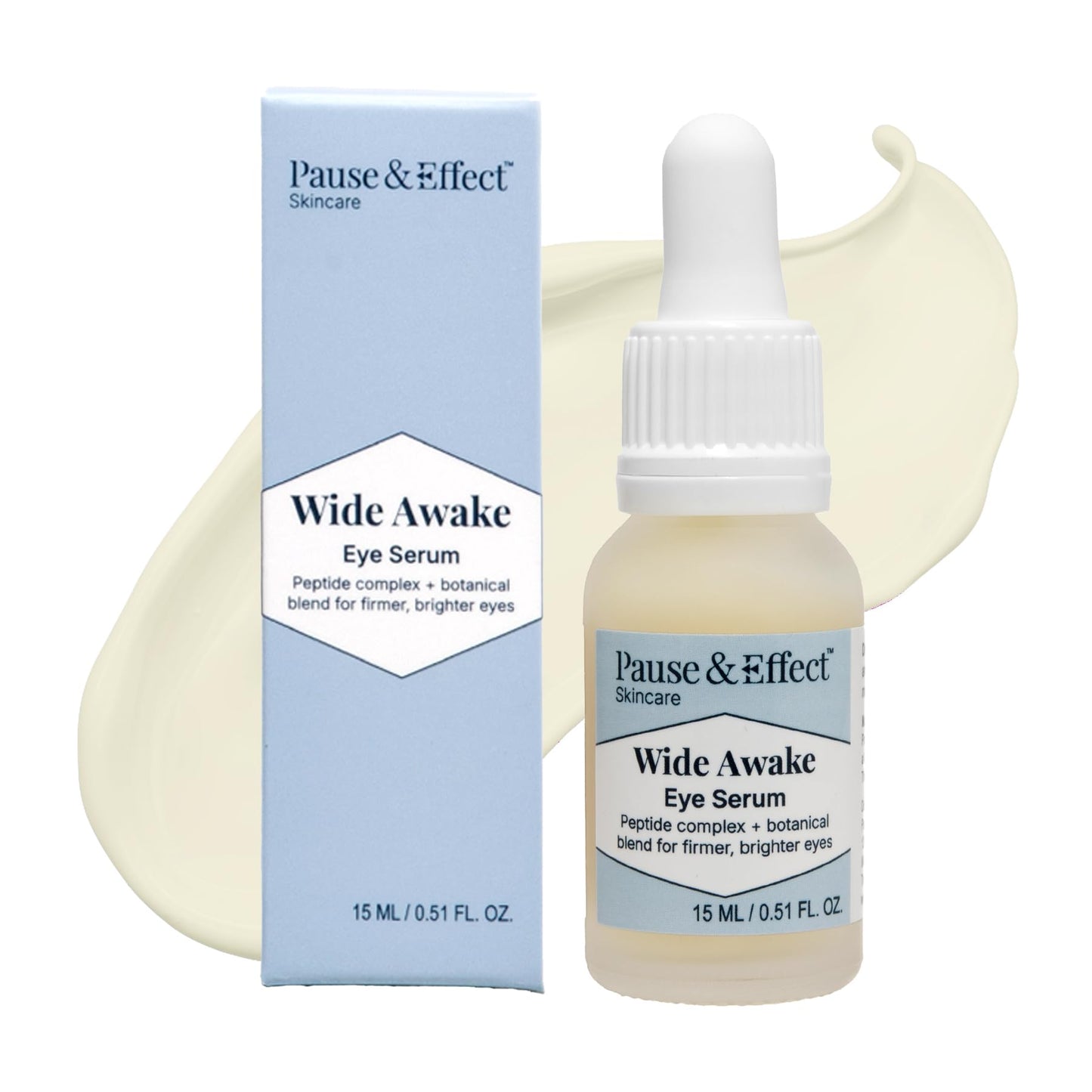 Pause & Effect Peptide and Ceramide Eye Serum for Dark Circles, Puffiness and Fine Lines — Lightweight Eye Treatment with Eyeliss, Genistein and Centella for Menopausal Skin, Women 40 Plus, 15ml