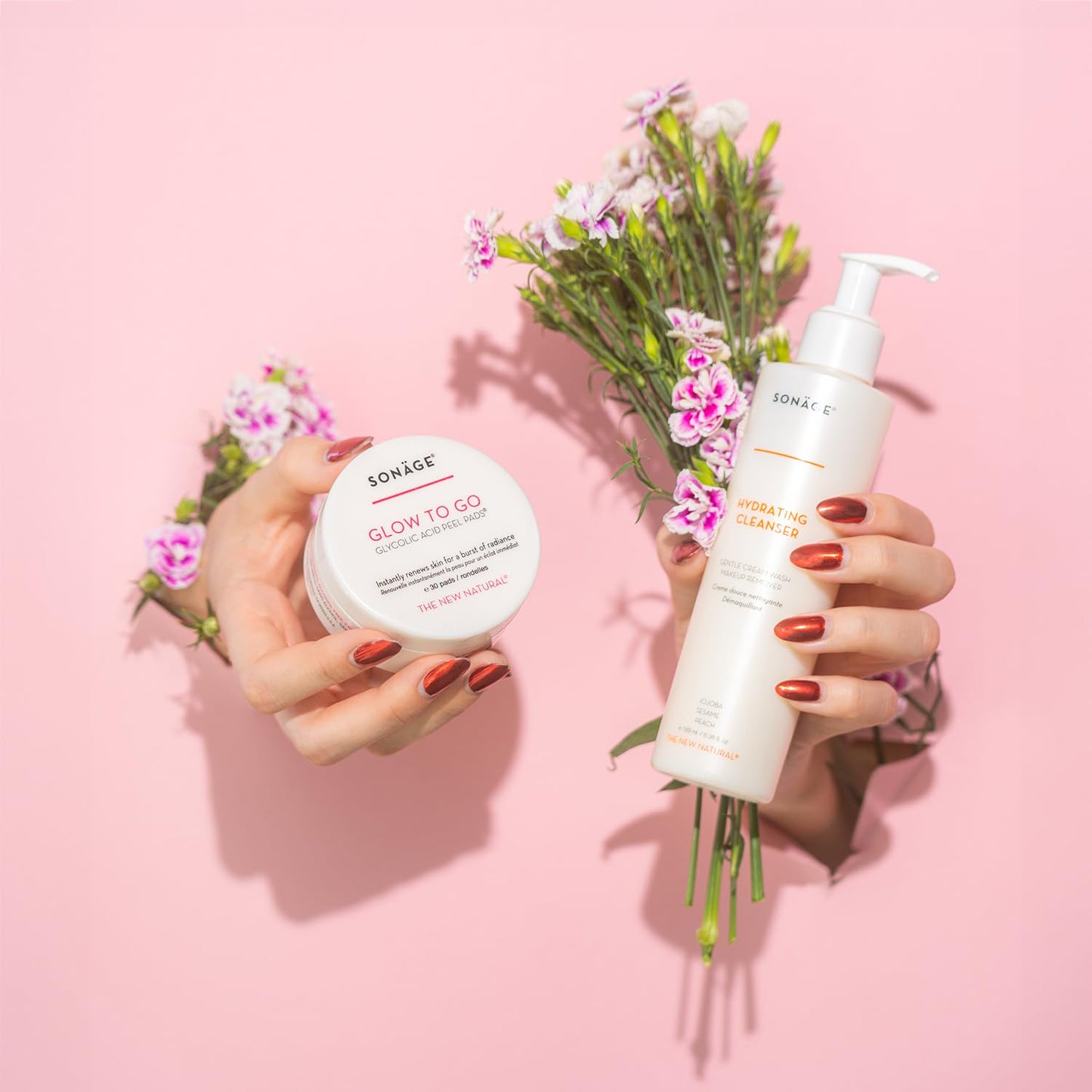 Clean & Glow Duo- Cleansing Creme and Glycolic Acid Pads, Makeup Remover, Exfoliate and Brighten