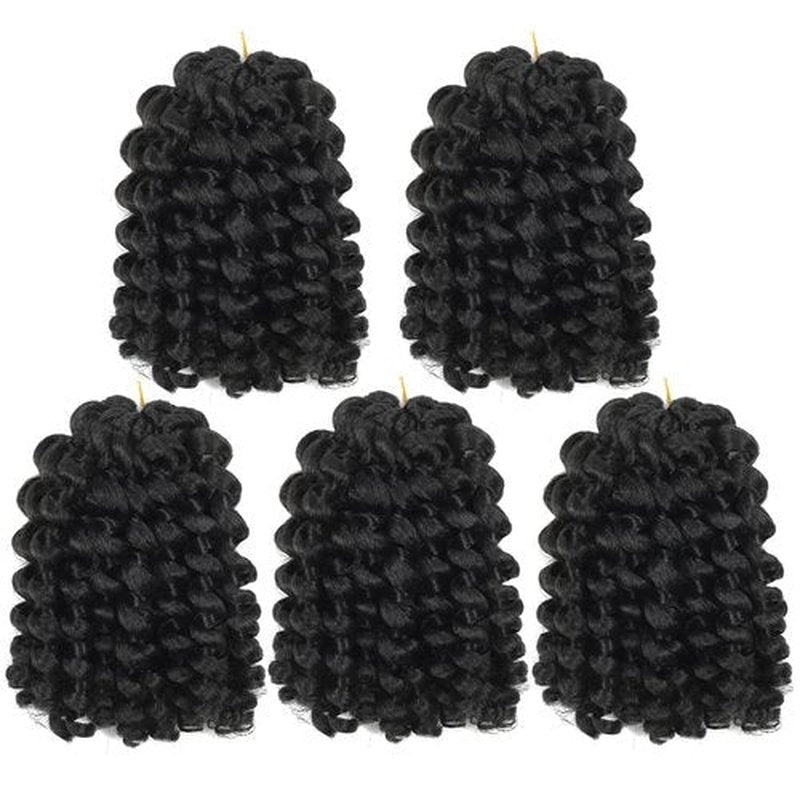 Wand Curl Crochet Braids Hair 8 Inch Jamaican Wand Curl Ombre Crochet Hair Jamaican Bounce Crochet Hair Colored Crochet Braids Ringlet Twist Hair Extension Crochet Hair(5PCS,Tgray)