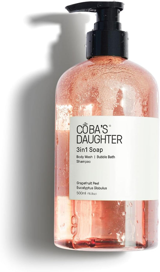 Coba's Daughter 3-in-1 Soap - Aromatherapy Bubble Bath, Body Wash & Hand Wash | Hydrating Grapefruit & Eucalyptus (16.9 Oz)