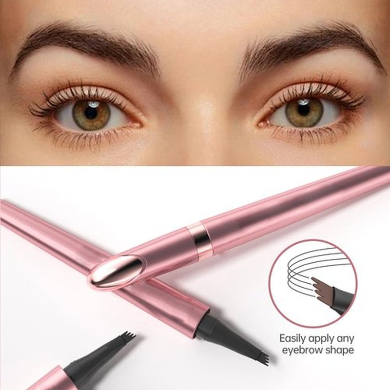 Upgrade Eyebrow Pen, 2024 New Waterproof Microblading Eyebrow Pencil Contouring Pen with 4 Tip Eye Brow Pen, Natural Makeup Fine Stroke Magic Eyebrow Pencil Stay on All Day (Light Brown)