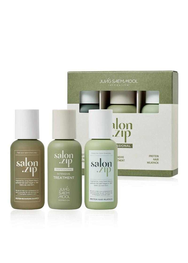 Salon.ZIP Home Clinic Mini Trial Kit - Recharging Shampoo, Hair Milk & Intensive Treatment | Travel Size Set