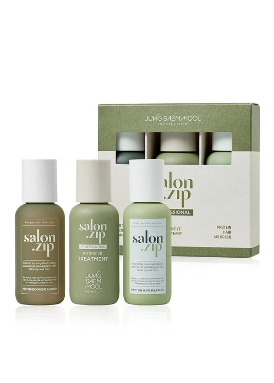 Salon.ZIP Home Clinic Mini Trial Kit - Recharging Shampoo, Hair Milk & Intensive Treatment | Travel Size Set