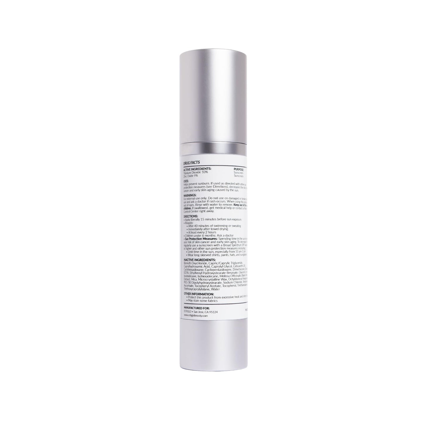 EstiGlo-Tinted Daily Mineral Sunscreen SPF50 with Antioixidants C&E | Tinted | Satin Finish | High Sun Defense | UVA and UVB protection | Titanium Dioxide and Zinc Oxide | Blue Light Protection