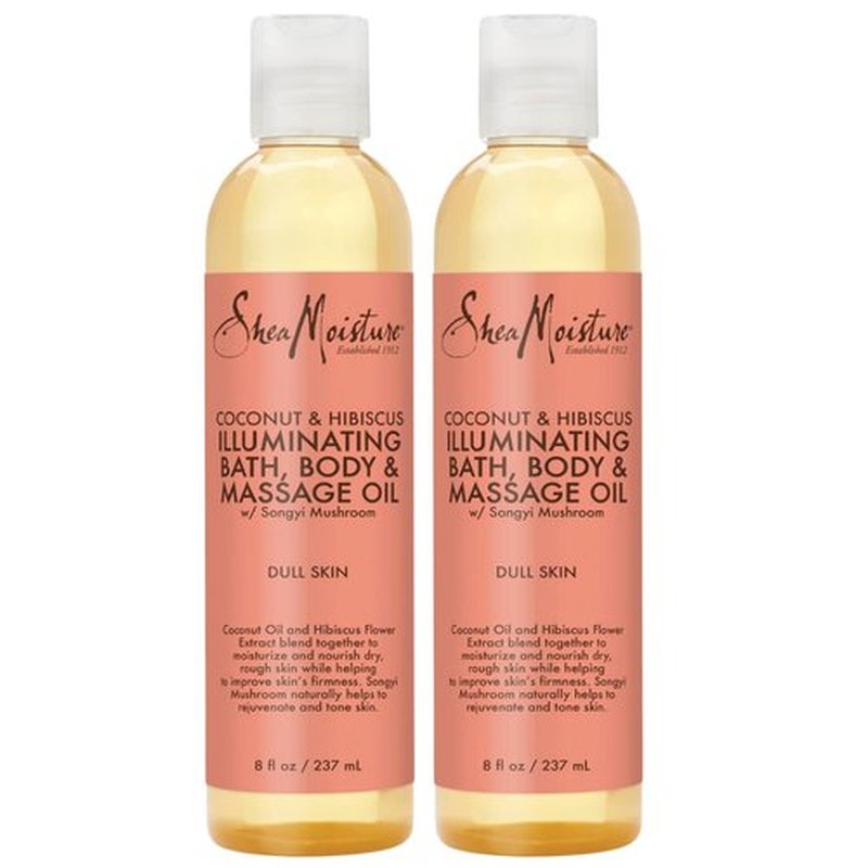 SheaMoisture Body Oil with Coconut & Hibiscus for Bath and Shower, Coconut Massage Oil & Coconut Body Oil, Shea Moisture Body Oil with Hibiscus Flower Extracts (2 Pack, 8 Oz Ea)