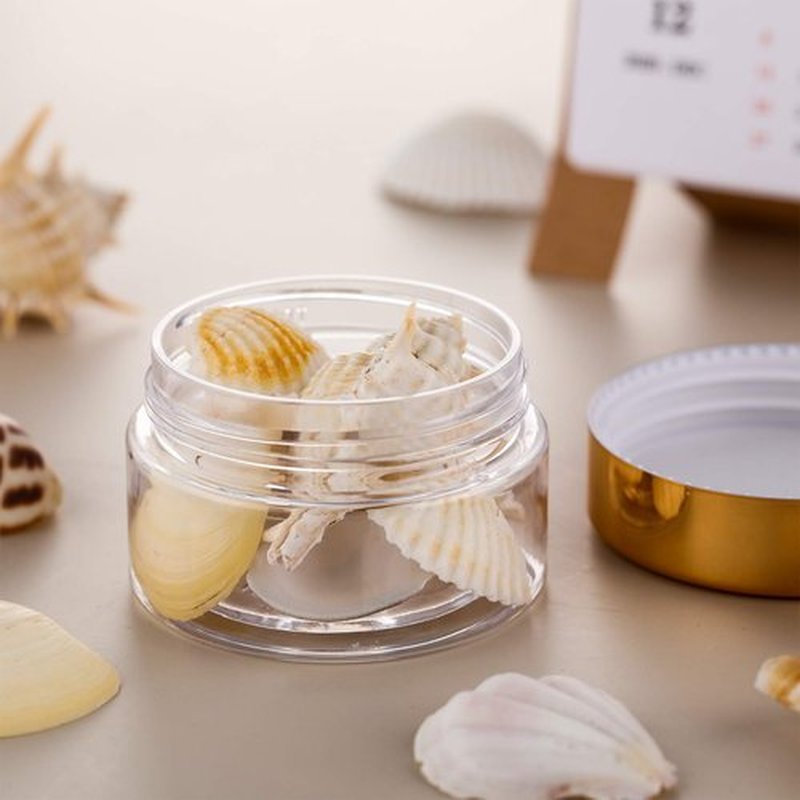 6 Pack Clear Container with Lids Small Plastic Pot Jars Wide Mouth Round Leak Proof Plastic Container Jars with Lid for Travel Storage, Eye Shadow, Nails, Paint, Jewelry (Gold,2 oz)