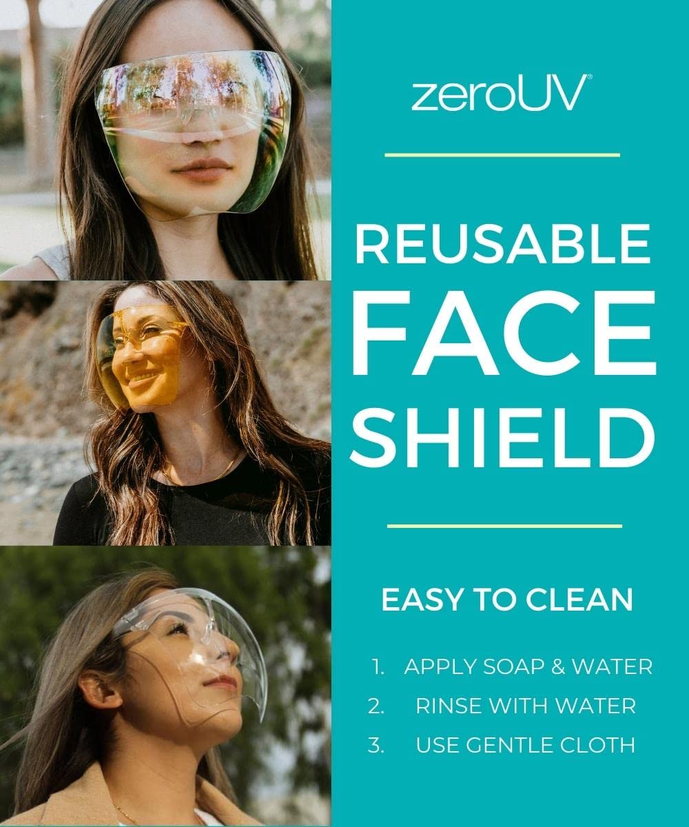 zeroUV - Protective Face Shield Full Cover Visor Glasses/Sunglasses (Anti-Fog/Blue Light Filter) (Dark Orange)