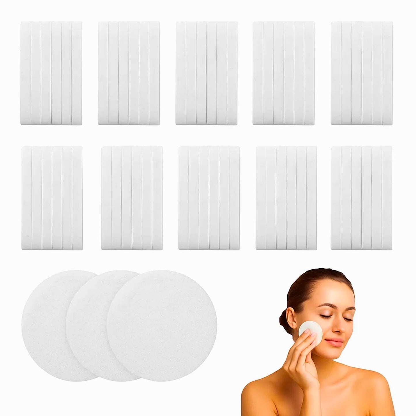 Akariyo 120 PCS-Compressed Facial Sponges,100% Natural Cellulose Face Sponge, Professional Cosmetic Spa Sponges for Daily Facial Cleansing,Exfoliating,Makeup Removal,Travel Skincare Essentials (White)