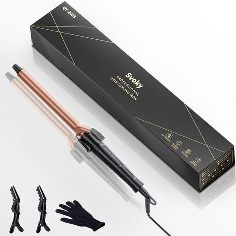 Svoky 3/4 Inch Extra Long Curling Iron with Ceramic Barrel, Professional Long Barrel Wand Curling Iron for Long Hair
