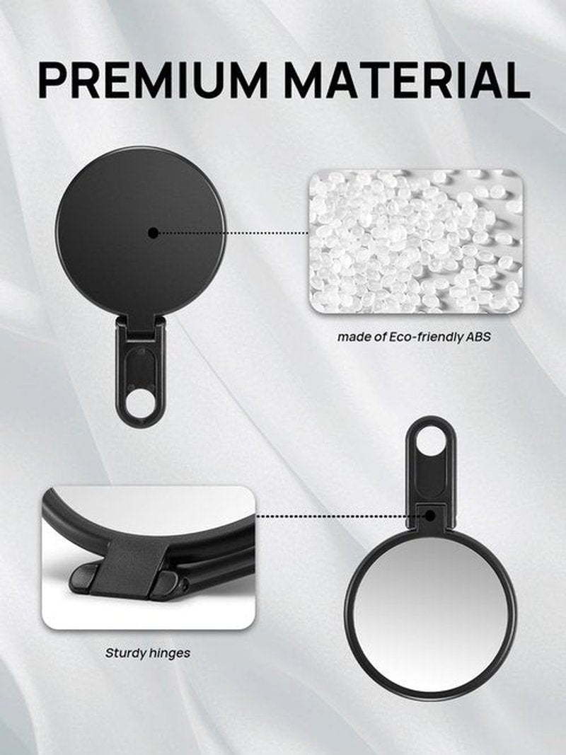 OMIRO Small Hand Mirror, 3 Inches Mini Hand Held Compact Folding Mirror for Men Women (Black, Pack of 12)