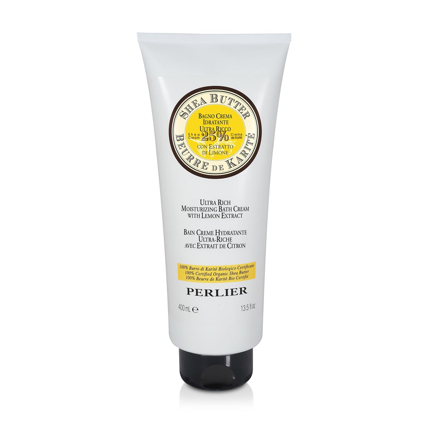 Perlier – Shea & Lemon Shower Gel, 13.5 fl oz, Moisturizing Body Wash with 100% Organic Shea Butter & Lemon Extract, Hydrating, pH Balanced, SLS Free, Refreshing Cleanser for Soft & Revitalized Skin