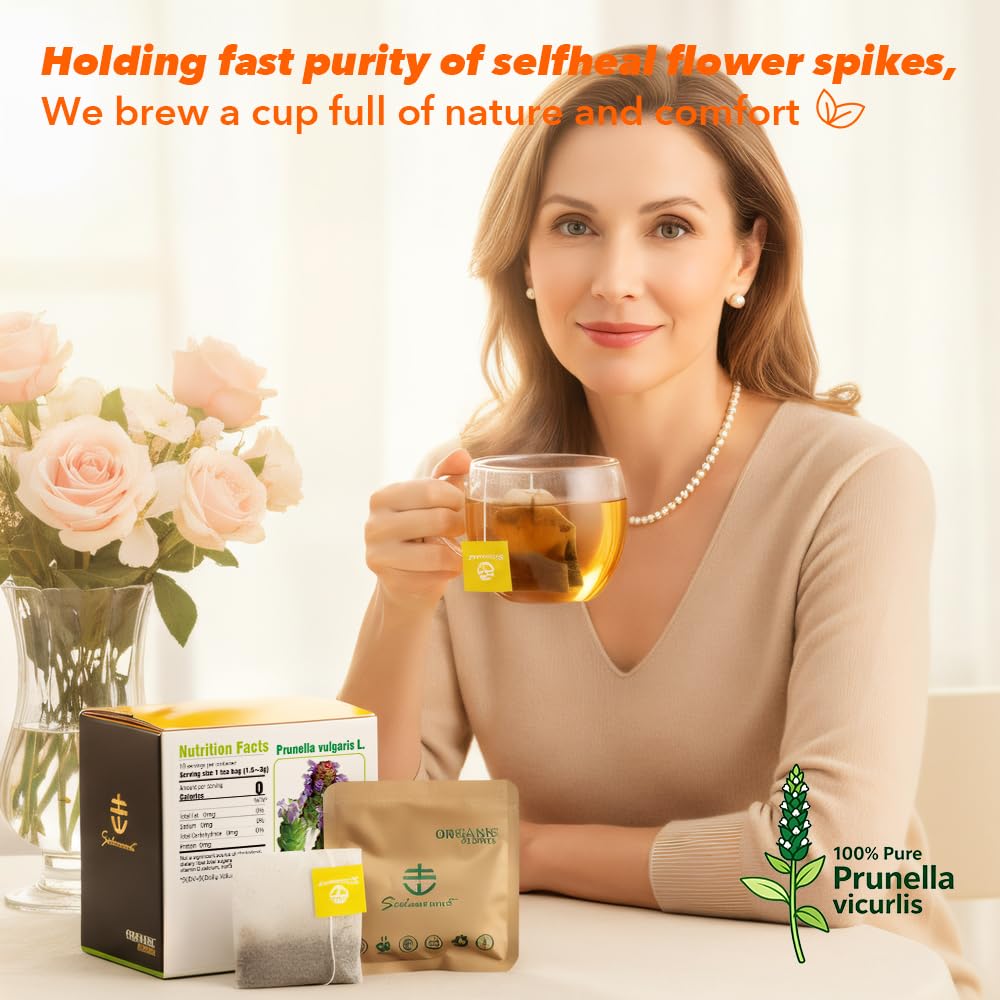 Soilmount - Self-Heal Tea - |Prunella vulgaris|xia ku cao|夏枯草| - Pure Herbal Tea - Natural, Organic, Non-GMO, Clean Ingredients, Caffeine Free (18 Tea Bags, Box 1)