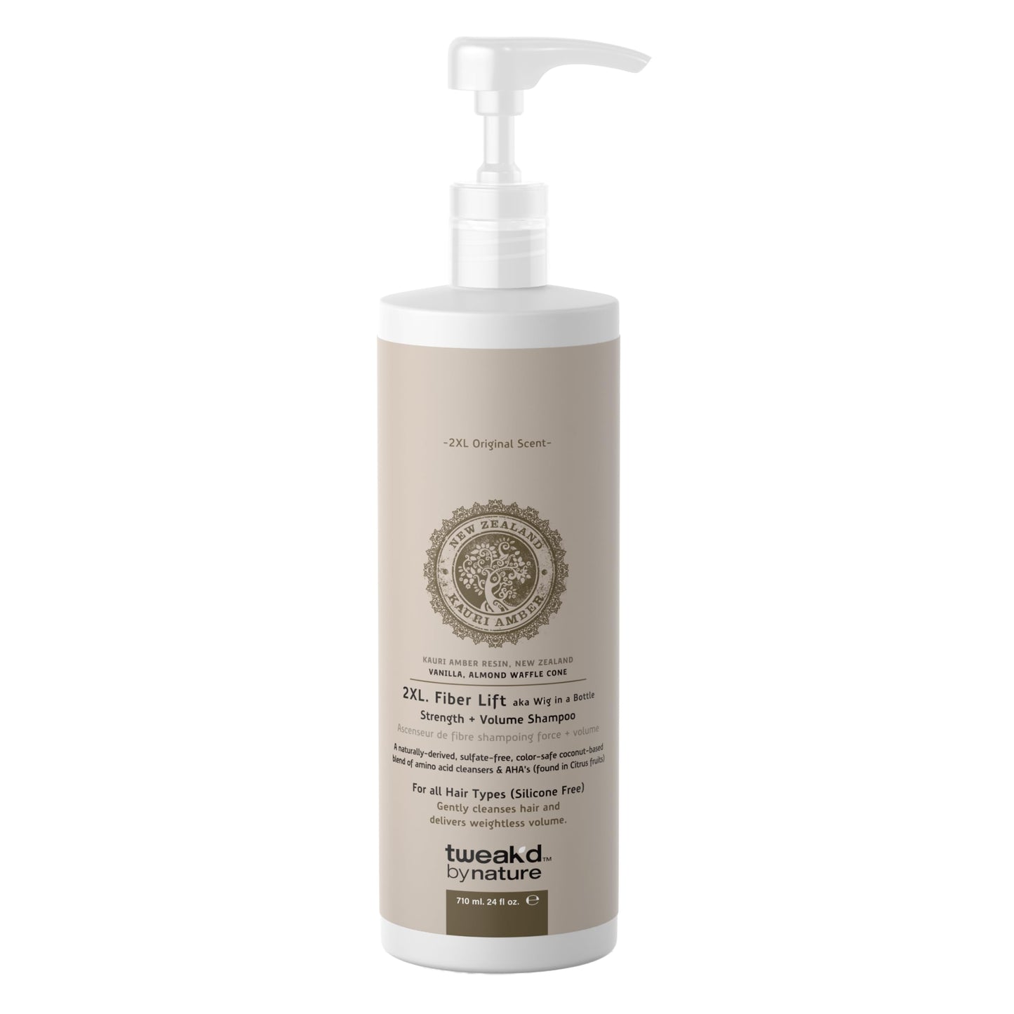 Tweak’d by Nature - 2XL Fiber Lift Strength + Volumizing Shampoo for Women, Almond and Vanilla Body Wash and Hair Shampoo, Sulfate Free, Paraben Free, Non Toxic, Vegan (Vanilla Waffle) (24oz)