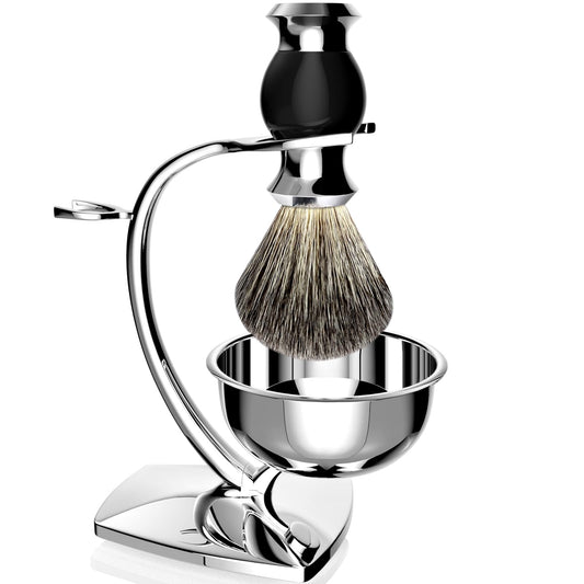 GRUTTI Shaving Set, Shaving Stand & Soap Bowl &Brush, Deluxe Safety Mens Razor Holder with Non Slip Base Shaving Kit for Men Boyfriend Husband Dad Birthday Fathers Day Gift