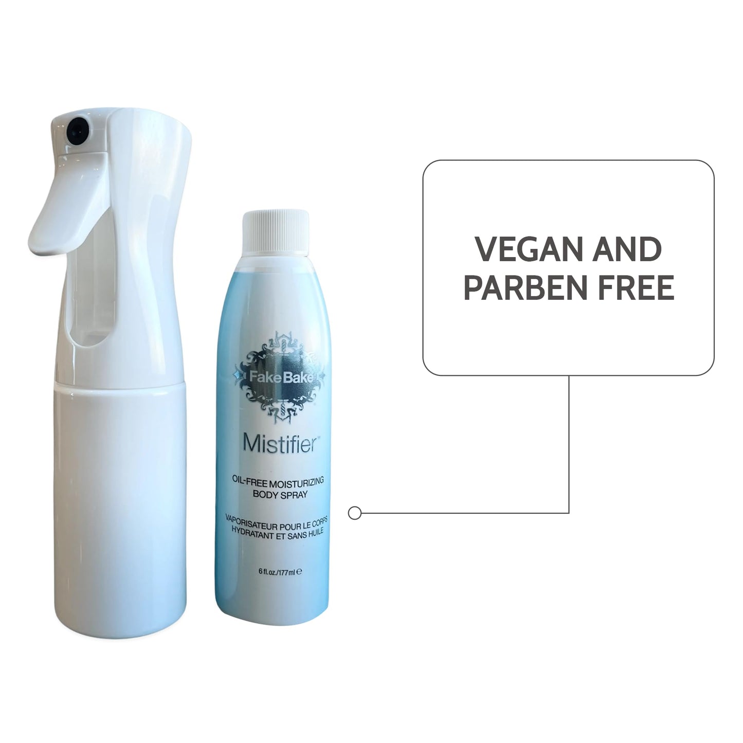 Fake Bake Mistifier + Continuous Spray Bottle Moisturizing Sunless Tanner Extender Hydrating Antioxidants & Nutrients Soothe Dry Thirsty Skin & Deeply Moisturize Whole Body, All Skin Types - 6 oz