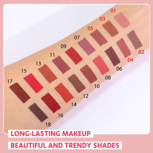 JUAAZIN 5Pcs Matte Liquid Lip Sticks + 1Pcs liquid lip oil set, Dusty Pink Rose Taupe Light Brown Pale Carmine Rose Vale Lip Gloss Set, Rich Colors Long-Lasting Wear Not Fade Waterproof Lip Gloss(set1